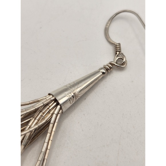 Sterling Silver Liquid Silver Multi Strand Necklace Bracelet Earring Set 925 - Picture 8 of 10